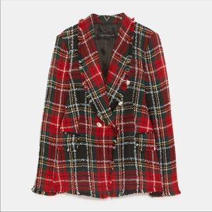 Zara Checkered Tweed Blazer